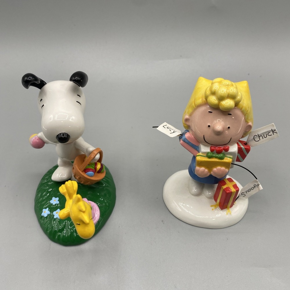 Department 56 Peanuts Woodstock Snoopy Sally the Easter Beagle figurine lot of 2